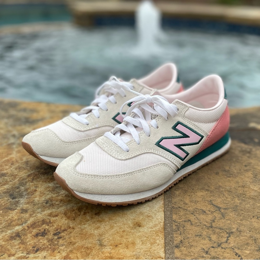 New Balance Fun White with Pink and Green Accents-Women’s 8 Shoes